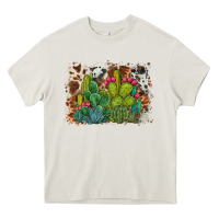 Cream watercolor cactus western background Heavy Core Tee - BarkalooDesign