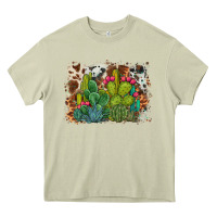 Mossy watercolor cactus western background Heavy Core Tee - BarkalooDesign