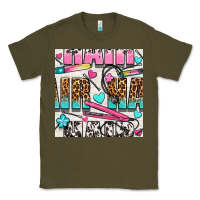 Army Green leopard and cowhide hair and curling iron with hearts and flowers seam Classic Tee - BundleAndBundleShop