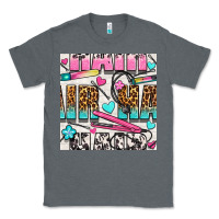 Charcoal Heather leopard and cowhide hair and curling iron with hearts and flowers seam Classic Tee - BundleAndBundleShop