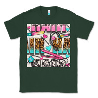 Sports Green leopard and cowhide hair and curling iron with hearts and flowers seam Classic Tee - BundleAndBundleShop