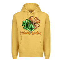 Antique Gold Feeling lucky with clover Premium Hoodie - HowdyJamesFarm