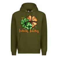 Army Green Feeling lucky with clover Premium Hoodie - HowdyJamesFarm