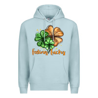 Blue Mist Feeling lucky with clover Premium Hoodie - HowdyJamesFarm