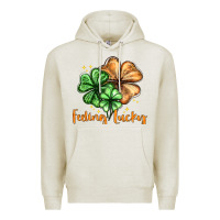 Oatmeal Heather Feeling lucky with clover Premium Hoodie - HowdyJamesFarm
