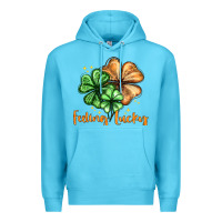 Ocean Blue Feeling lucky with clover Premium Hoodie - HowdyJamesFarm