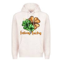 Pale Pink Feeling lucky with clover Premium Hoodie - HowdyJamesFarm