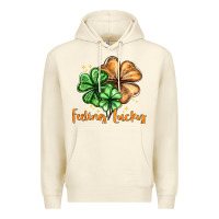 Sandshell Feeling lucky with clover Premium Hoodie - HowdyJamesFarm
