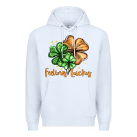 White Feeling lucky with clover Premium Hoodie - HowdyJamesFarm