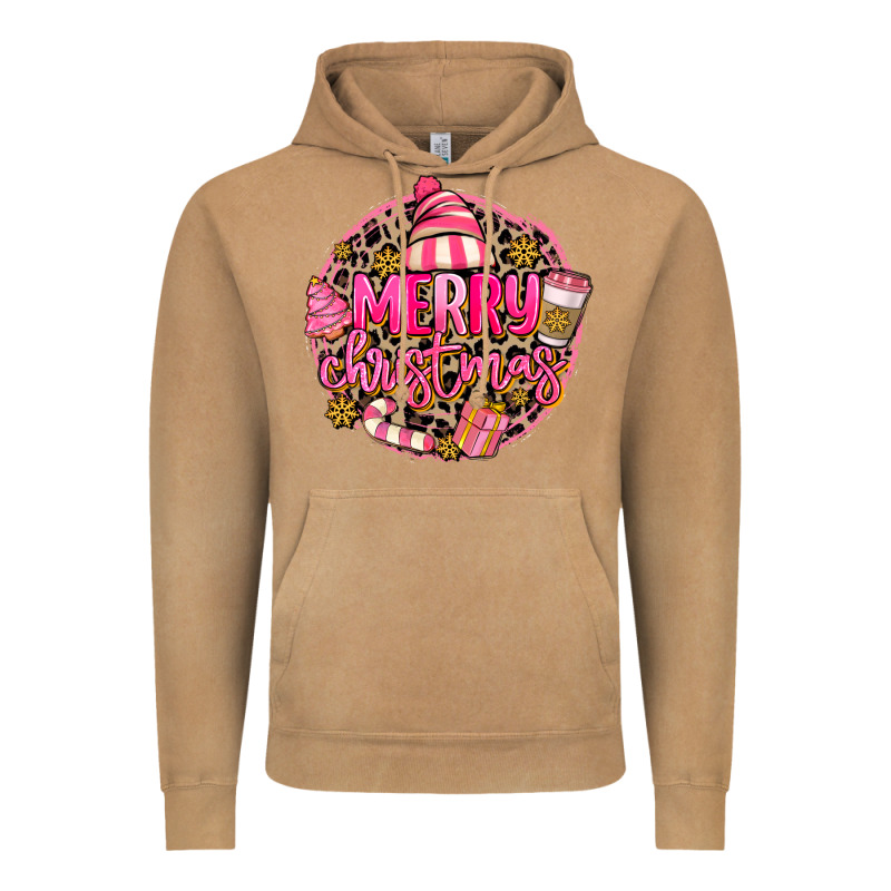 Pink Merry Christmas Vintage Hoodie by MaliasSmallBusiness | Teevron