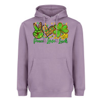 Lavender St. Patrick's Day Peace love luck Heavyweight Hoodie - OliviaCreatesArt