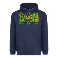 Navy St. Patrick's Day Peace love luck Heavyweight Hoodie - OliviaCreatesArt