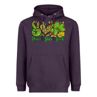 Plum St. Patrick's Day Peace love luck Heavyweight Hoodie - OliviaCreatesArt