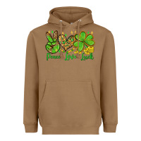 Toasted Coconut St. Patrick's Day Peace love luck Heavyweight Hoodie - OliviaCreatesArt