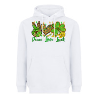 White St. Patrick's Day Peace love luck Heavyweight Hoodie - OliviaCreatesArt