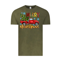 Vintage Olive merry christmas truck Vintage Tee - MaliasSmallBusiness