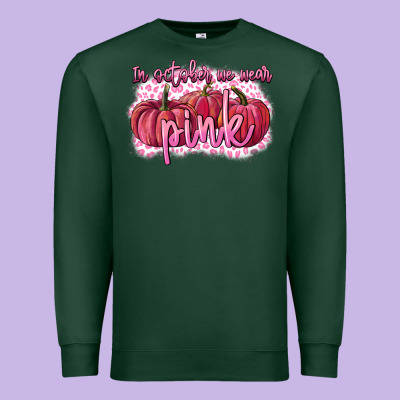 In October We Wear Pink Breast Cancer Premium Sweatshirt Designed By Fadigitalartstudio