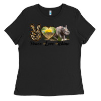 Black peace love rhino Ladies Tee - LillyAllenDesigns