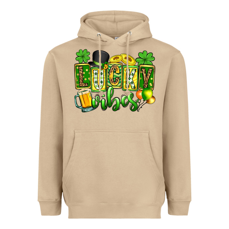 St. Patrick's Lucky Vibes Heavyweight Hoodie by OliviaCreatesArt | Teevron