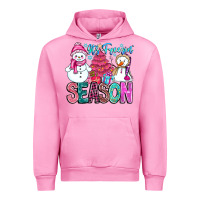 Fuchsia Pink It's Freezin Season Urban Hoodie - CowhideDigitalArt