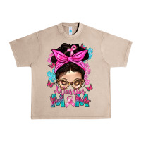 French Oak Warrior Mom Messy Bun With Flowers Urban Heavy Tee - BundleAndBundleShop