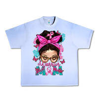 Grape Ice Warrior Mom Messy Bun With Flowers Urban Heavy Tee - BundleAndBundleShop