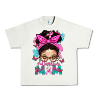 Pistachio Warrior Mom Messy Bun With Flowers Urban Heavy Tee - BundleAndBundleShop