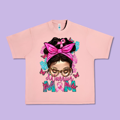 Warrior Mom Messy Bun With Flowers Urban Heavy Tee Designed By Bundleandbundleshop