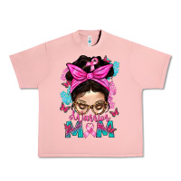 Salmon Warrior Mom Messy Bun With Flowers Urban Heavy Tee - BundleAndBundleShop