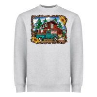 Heather Grey western barn with farm animals Heavyweight Sweatshirt - RanaPortraitStore