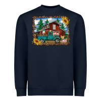 Navy western barn with farm animals Heavyweight Sweatshirt - RanaPortraitStore