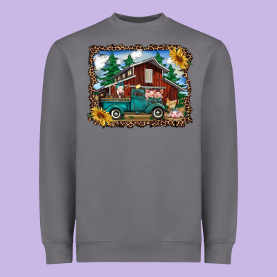 Western Barn With Farm Animals Heavyweight Sweatshirt Designed By Ranaportraitstore