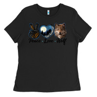 Black peace love wolf head Ladies Tee - LillyAllenDesigns
