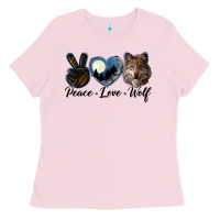 Bubblegum Pink peace love wolf head Ladies Tee - LillyAllenDesigns