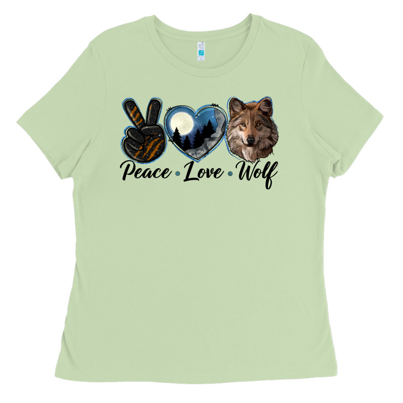 Peace Love Wolf Head Ladies Tee by LillyAllenDesigns | Teevron