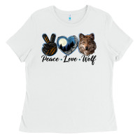 White peace love wolf head Ladies Tee - LillyAllenDesigns