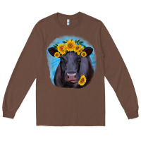 Chestnut black angus with sunflower Long Sleeve Tee - RanaPortraitStore