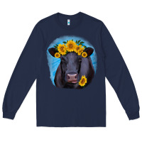 Navy black angus with sunflower Long Sleeve Tee - RanaPortraitStore