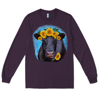 Plum black angus with sunflower Long Sleeve Tee - RanaPortraitStore