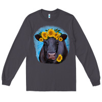 Smoke black angus with sunflower Long Sleeve Tee - RanaPortraitStore