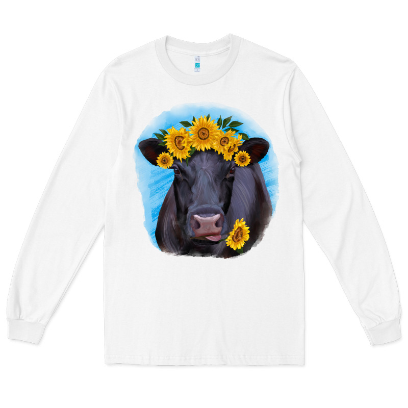 Black Angus With Sunflower Long Sleeve Tee by RanaPortraitStore | Teevron