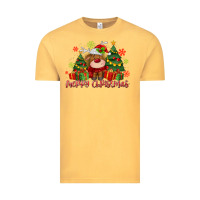Vintage Mustard merry christmas reindeer Vintage Tee - MaliasSmallBusiness