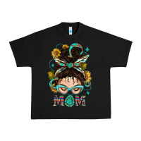 Black Western Messy Bun Mom With Sunflower Urban Heavy Tee - BundleAndBundleShop