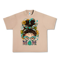 Burro Western Messy Bun Mom With Sunflower Urban Heavy Tee - BundleAndBundleShop