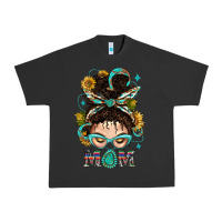 Pigment Black Western Messy Bun Mom With Sunflower Urban Heavy Tee - BundleAndBundleShop