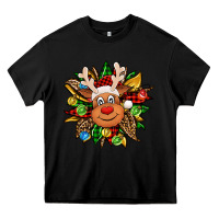 Black Christmas reindeer sunflower Heavy Core Tee - Jasminsmagicworld