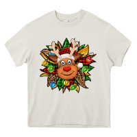 Cream Christmas reindeer sunflower Heavy Core Tee - Jasminsmagicworld