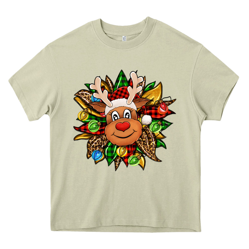Christmas Reindeer Sunflower Heavy Core Tee by Jasminsmagicworld | Teevron