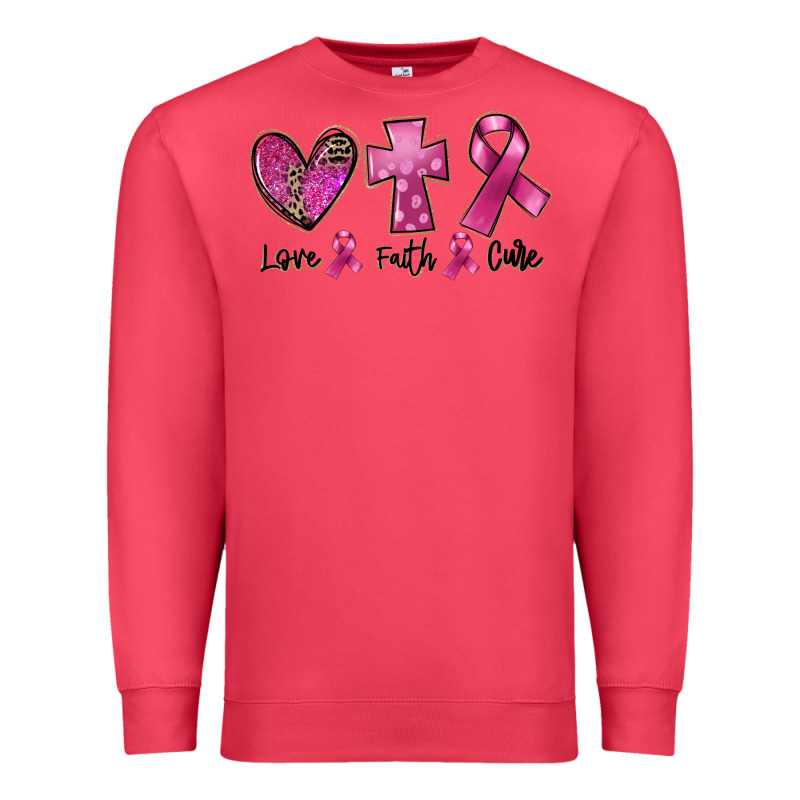 Love Faith Cure Breast Cancer Premium Sweatshirt by FaDigitalArtStudio | Teevron