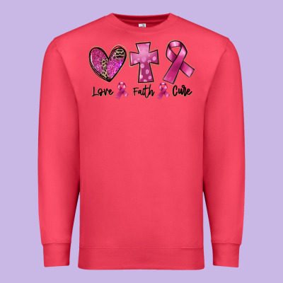 Love Faith Cure Breast Cancer Premium Sweatshirt Designed By Fadigitalartstudio